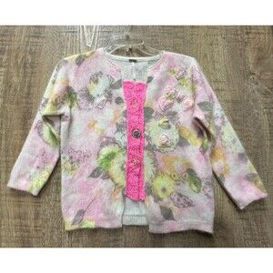 Free People women size medium Vintage Y2K retro multicolor soft cropped cardigan